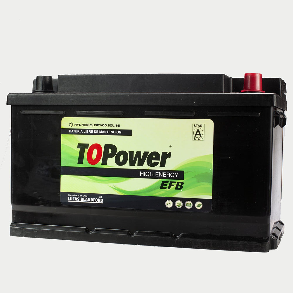 Bateria Topower Efb Start-Stop 80 Amp Positivo Derecho Incluye Pestaña 750 Cca